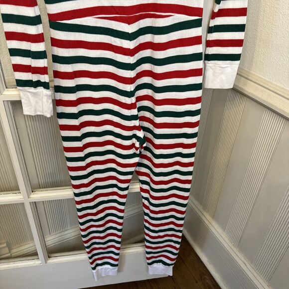 Old Navy Union Suit Red Ivory Green Stripe One Piece Size Small Pajamas - Picture 6 of 11